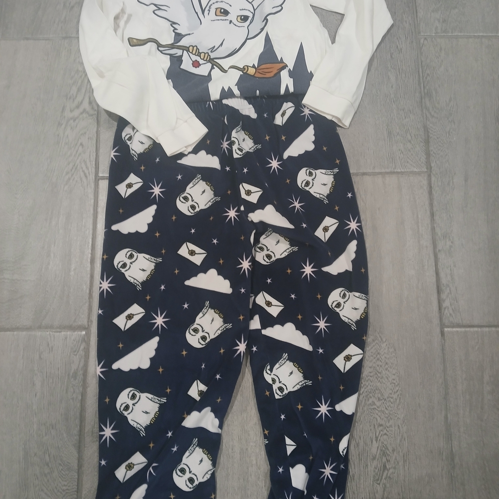 Kids Pajamas with Owl Design - White and Blue